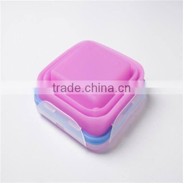 100% Food Grade Microwave Safe silicone foldable bowl with lockable lids