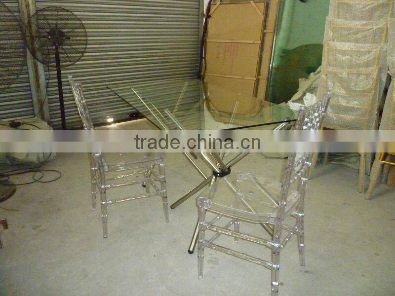 Tempered glass square modern dinning table
