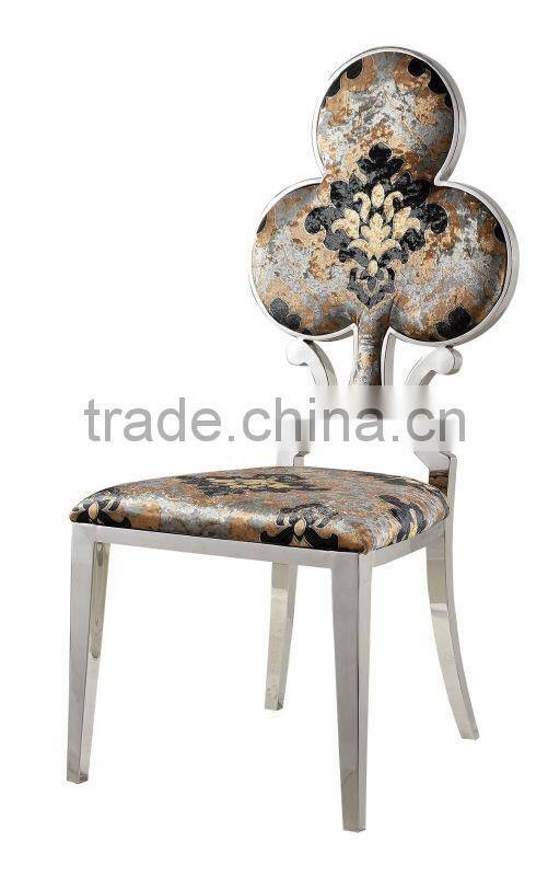 B355 classic design stainless steel frame flower fabric velvet dining chairs