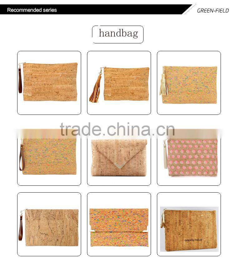 Natural Portugal Rustic Cork Bag Handbag shoulder bag with metallic chain shoulder starps