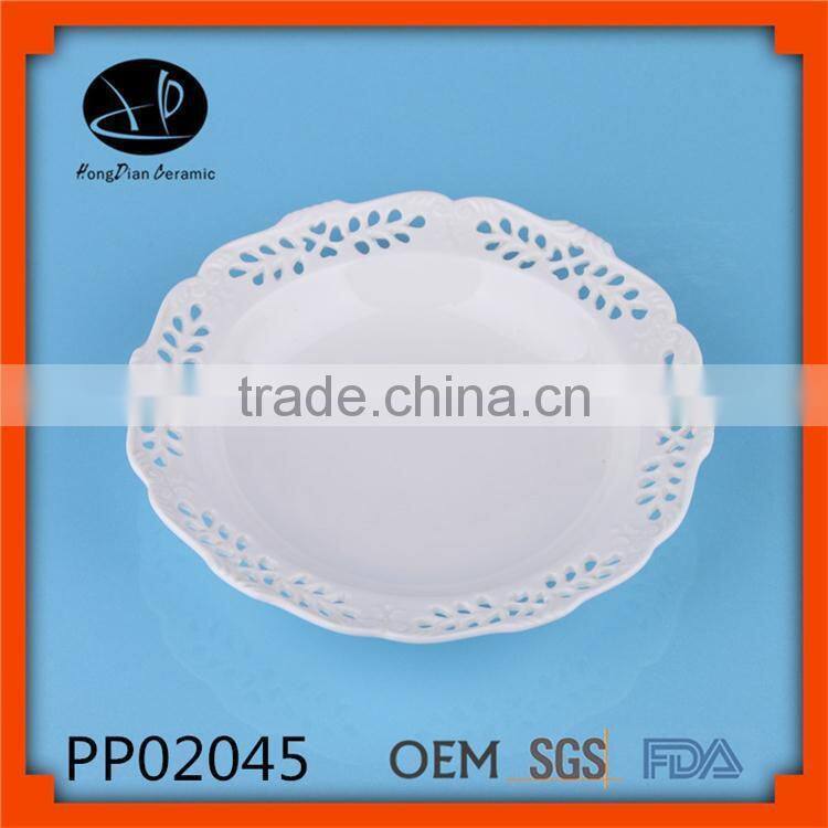 Oval porcelain plate,oval ceramic decorative plate with decal