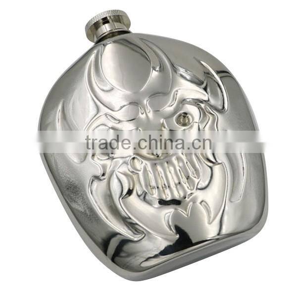 Stainless steel hip flasks laser welding mirror demon wine bottle 6 oz