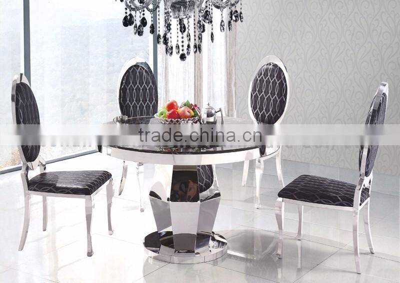 Modern Marble Top Metal Base Rotary Table