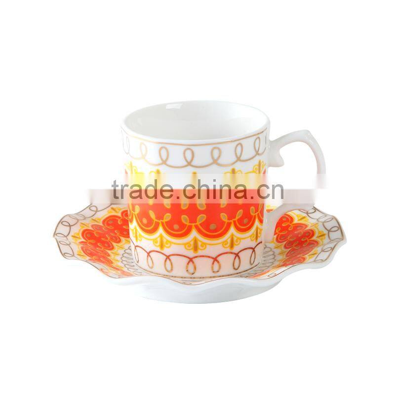 Drinkware ceramic tea cup set, coffee cup and saucer set, arabic tea cup set