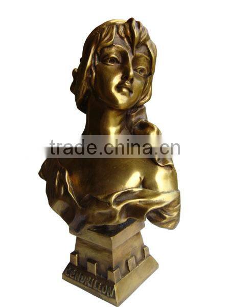 Cast brass lady bust statue