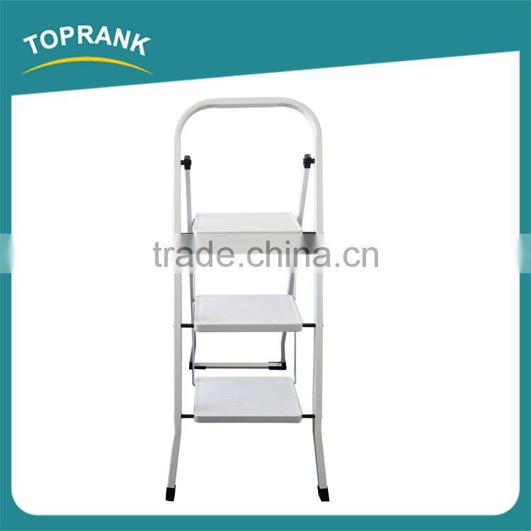 Household 3 Steps Folding Iron Ladder With Powder Coated