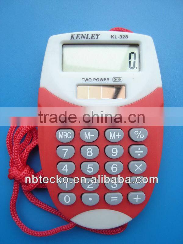 mini plastic pocket calculator with lanyard