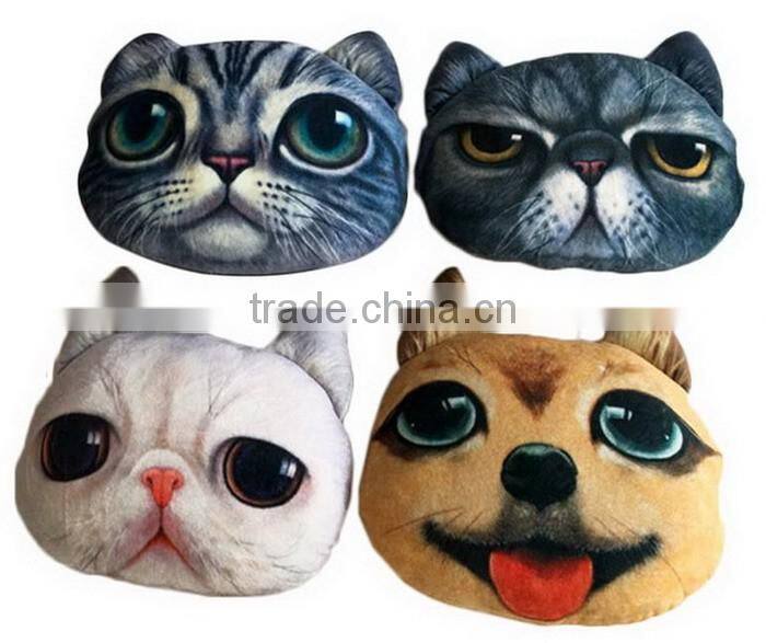 3D Animal Head Shape Throw Pillow Back Cushion for Car Sofa Chair