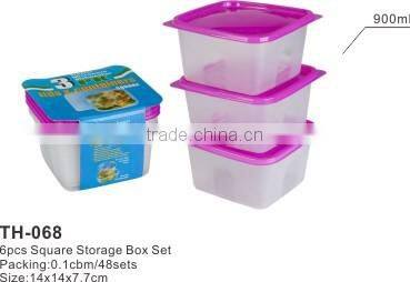 6pcs rectangular Storage Box Set,plastic rectangular box, food container with lid
