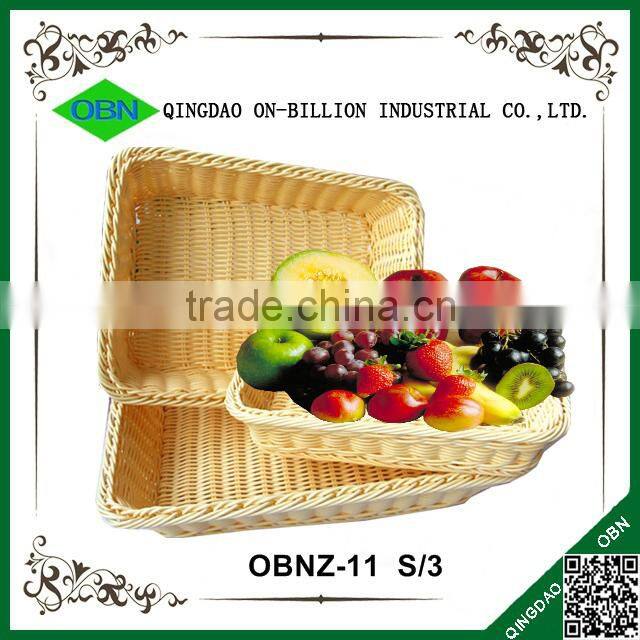 Cheap customized washable cream plastic rattan food basket for microwave