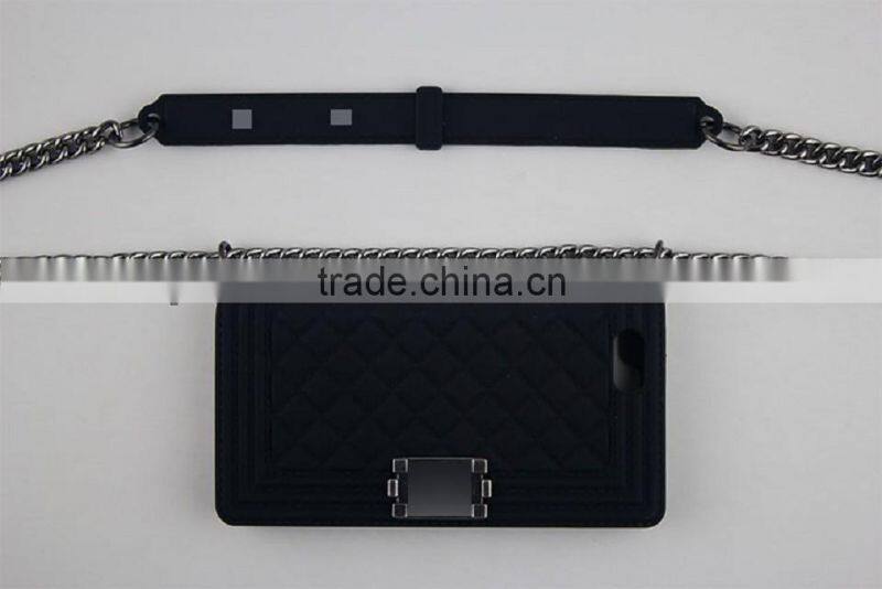 silicon women phone wallet phone case phone bag with Stainless Steel Chain