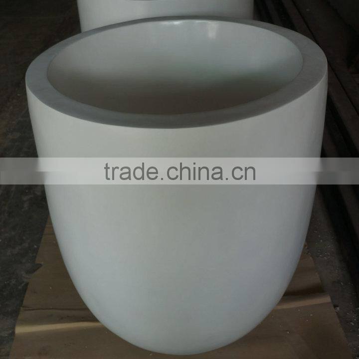 Round modern fiberglass flower pot