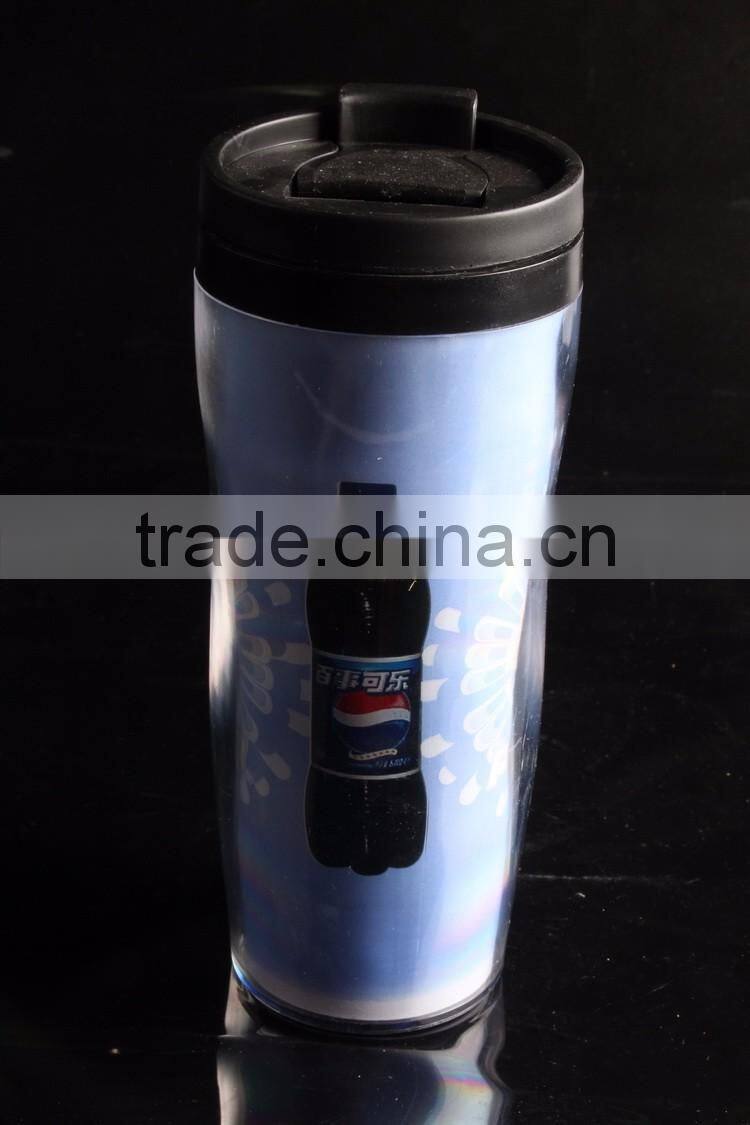 12oz plastic sports travel mug with screwed lid