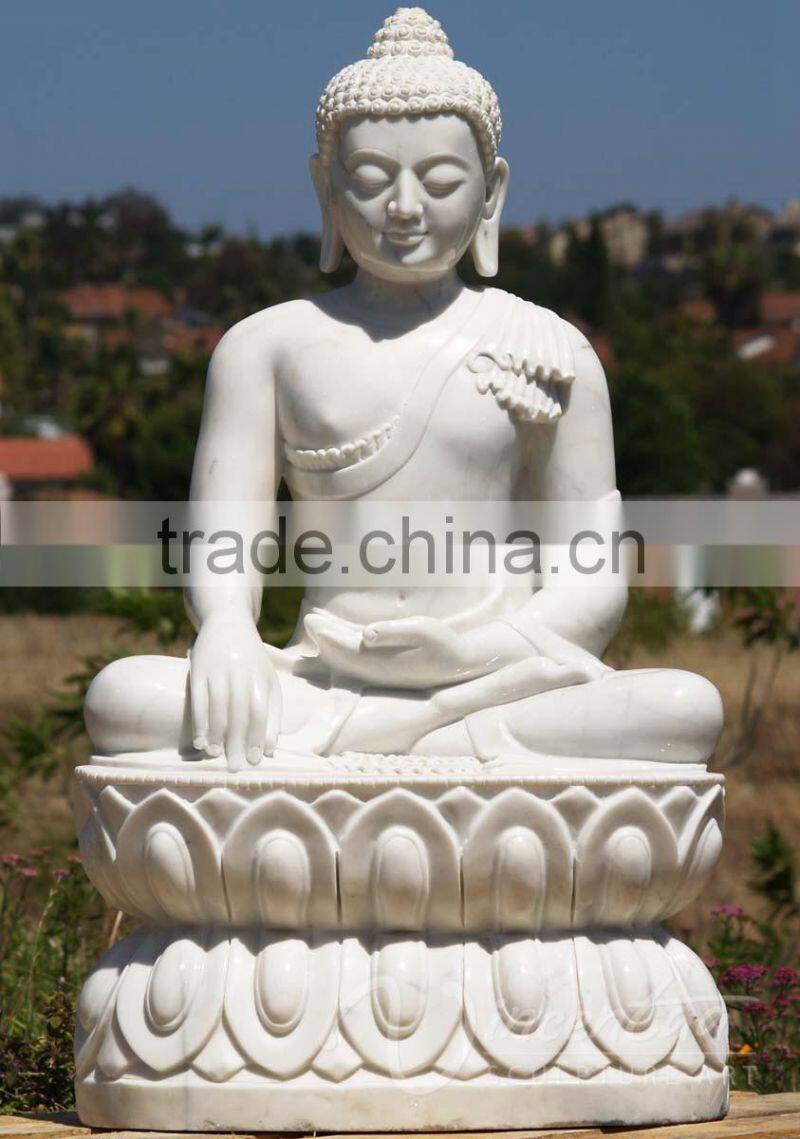 2015 high quality home decor white marble tall buddha statue