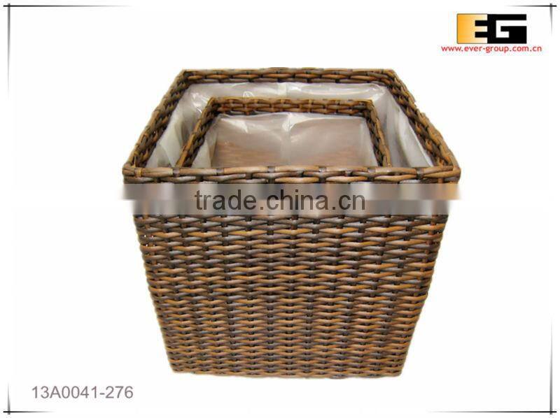 PE/Plastic rattan cube square with liner flower planter