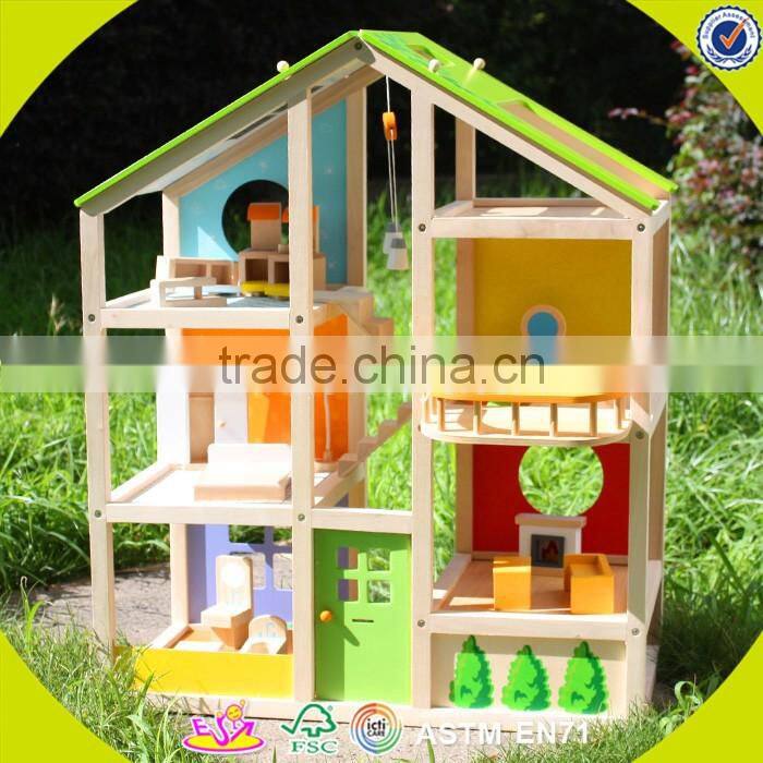 2017 New design wooden big doll house children wooden big doll house unique wooden big doll house W06A158