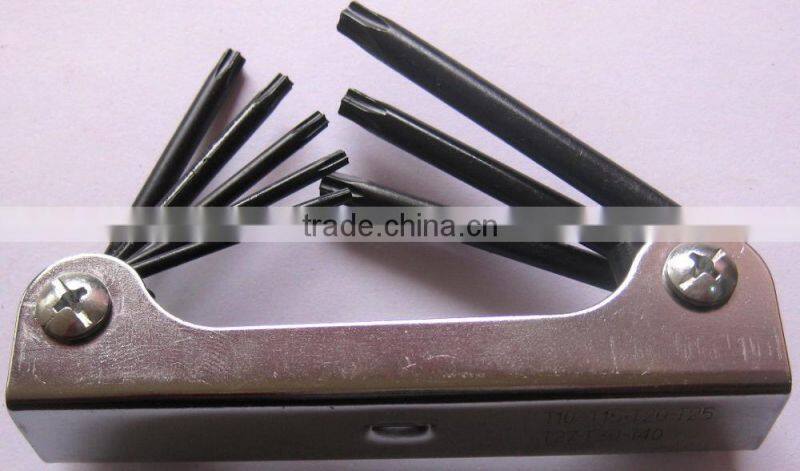 Carbon steel Plastic handle folding 8pcs hex key socket wrench set