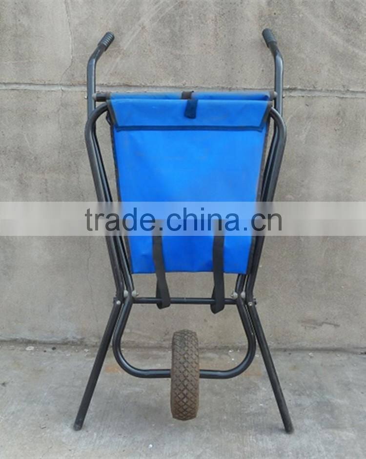 2016 hot selling foldable fabric sack wheel barrow used for lightweight stuff for export