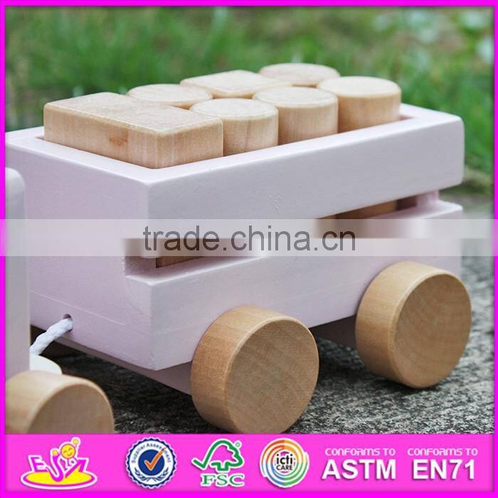 2016 new design wooden train pull toys for toddlers W05C076