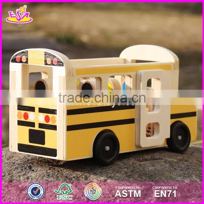 2017 New design toddlers go sightseeing wooden bus toys W04A340
