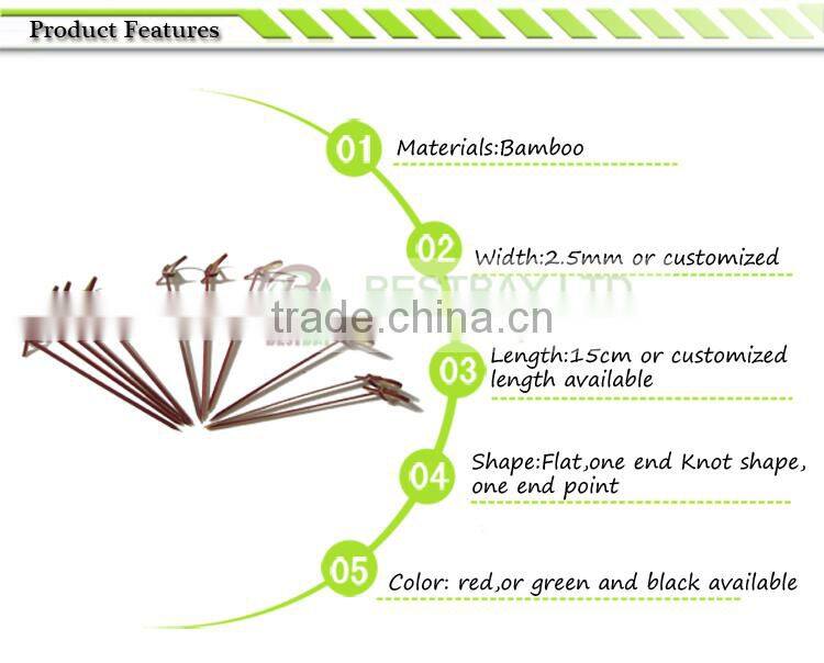 bamboo knot skewer green,black,red color