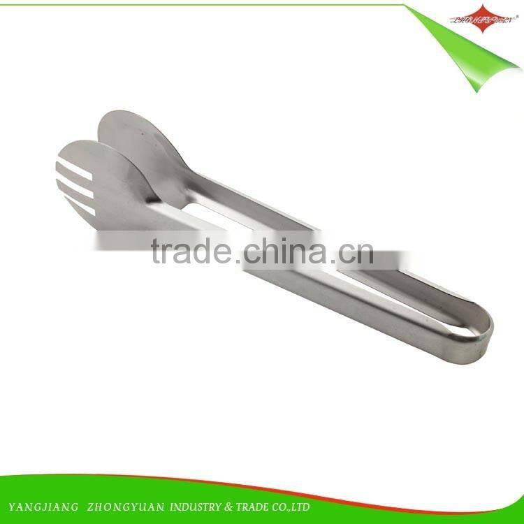 ZY-H1020 Factory Offer BBQ Tool Stainless Steel Spoon Shape Food Clamp Food Tong For Househole Kitchen