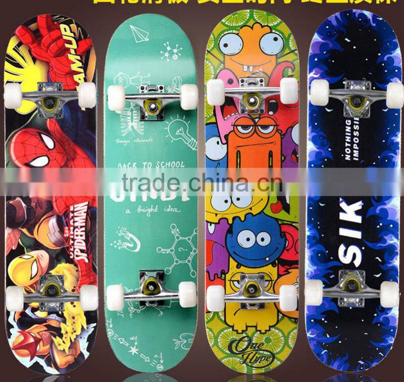 water thermal transfer 4 PU Wheel Maple Sport Skateboard Good reputation 9 Plies longboard skateboard cheap