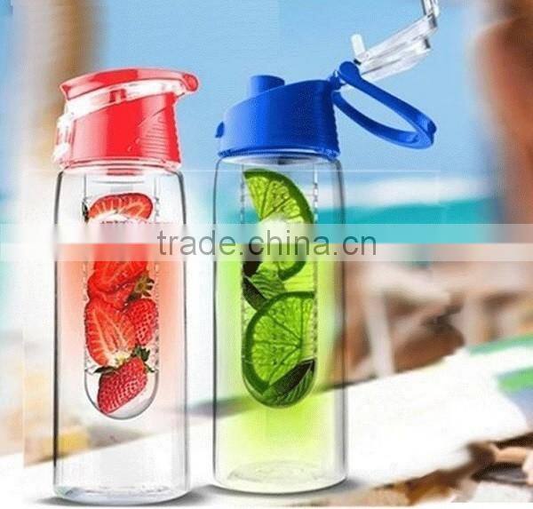 Tritan Plastic BPA Free Fruit Infuser Water Bottle Flip Top 700ml