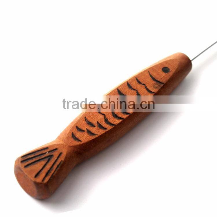 8pcs stainless steel sticks/skewer set with wooden handle in gift boxes