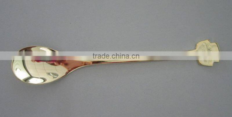 Elegance Silver 18/0 Gold Plated Spoon with ceramic handle for promotional gold spoon gift