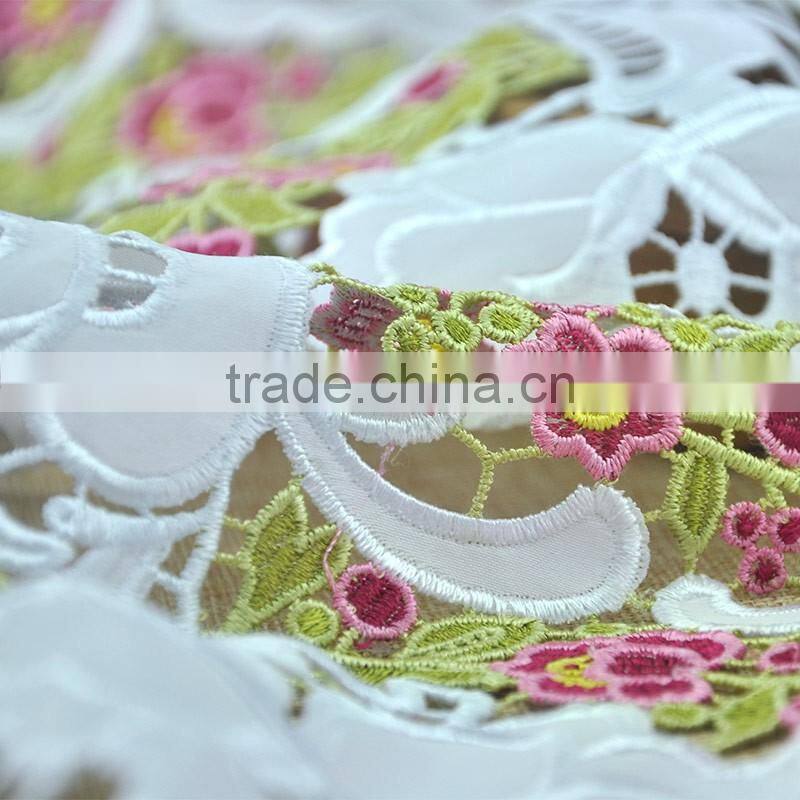 laser embroidered floral applique voile lace fabric
