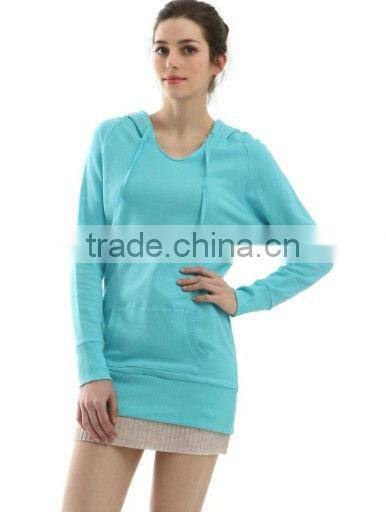 Women Long Hoodie Sweatshirt with V Neck