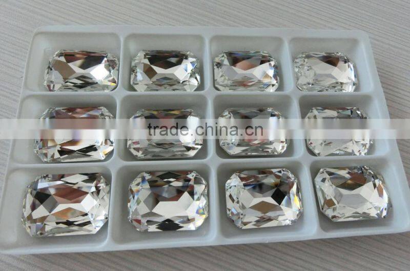 Loose Colorful Rectangle Machine Cut Faceted Fancy Stone Crystal Glass Bead