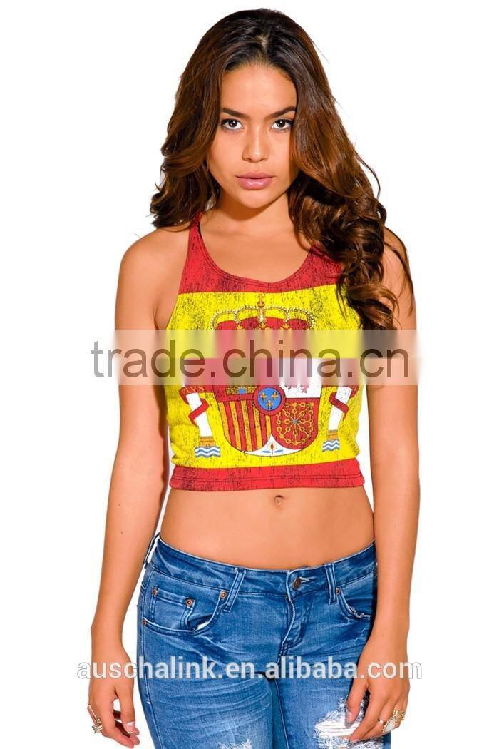 spanish lady flag burnout graphic custom print tank top