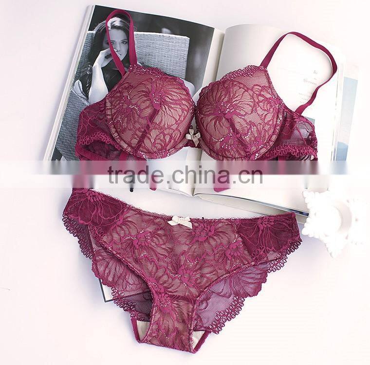 Cheap Free Sample Push Up Ladies Nylon Bra and Panties Set