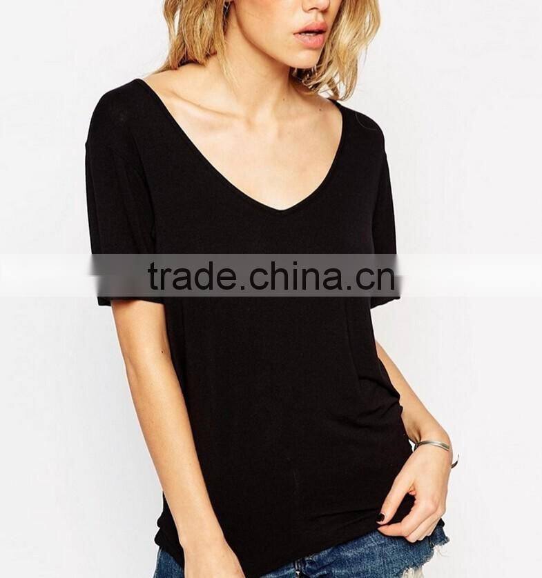 hot sale sexy women's v-neck t-shirt wholesale from ningbo, china
