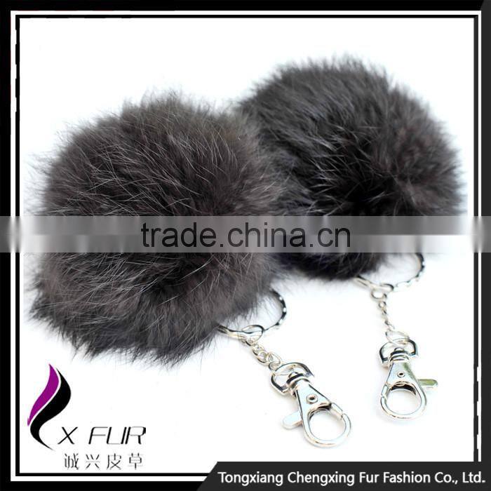 CX-R-36 Cute High Quality Genuine Rabbit Fur Ball Key Chain Keychain
