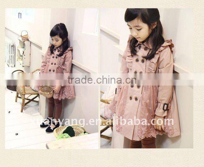 fashion child new year coat whit lace;kids winter clothes