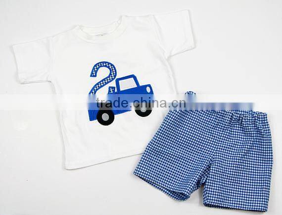Wholesale children's boutique clothing latest cotton frock suit design high quality embroidery baby boy clothes
