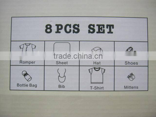 Wholesale Baby Gift Set 8 pcs Newborn Baby Clothes Set Breathable