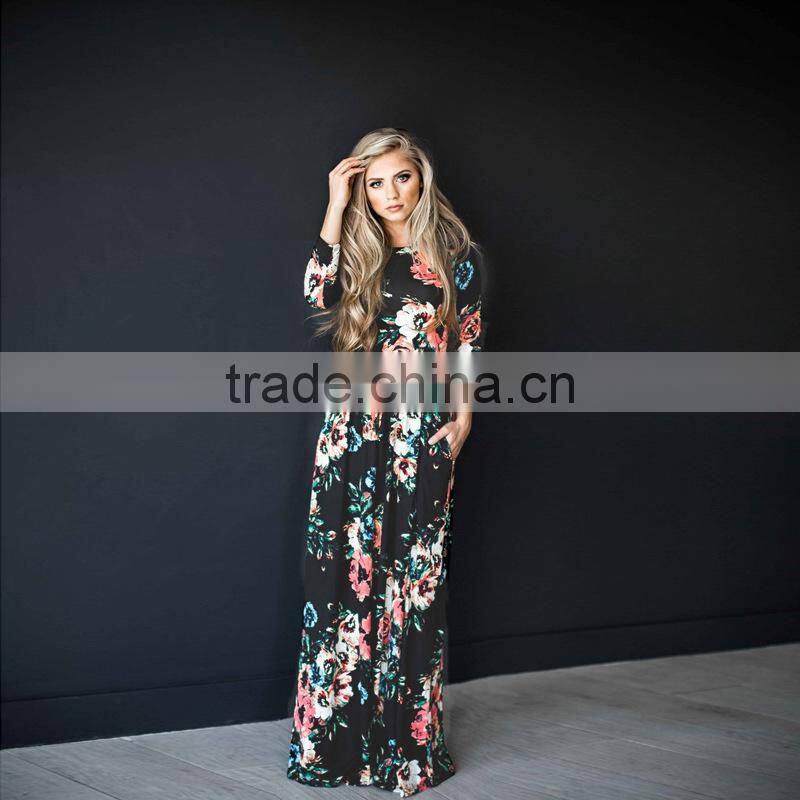 Floral Print New Cotton Women Maxi Dress 2017 Plus Size Summer Dress Long Frock Design
