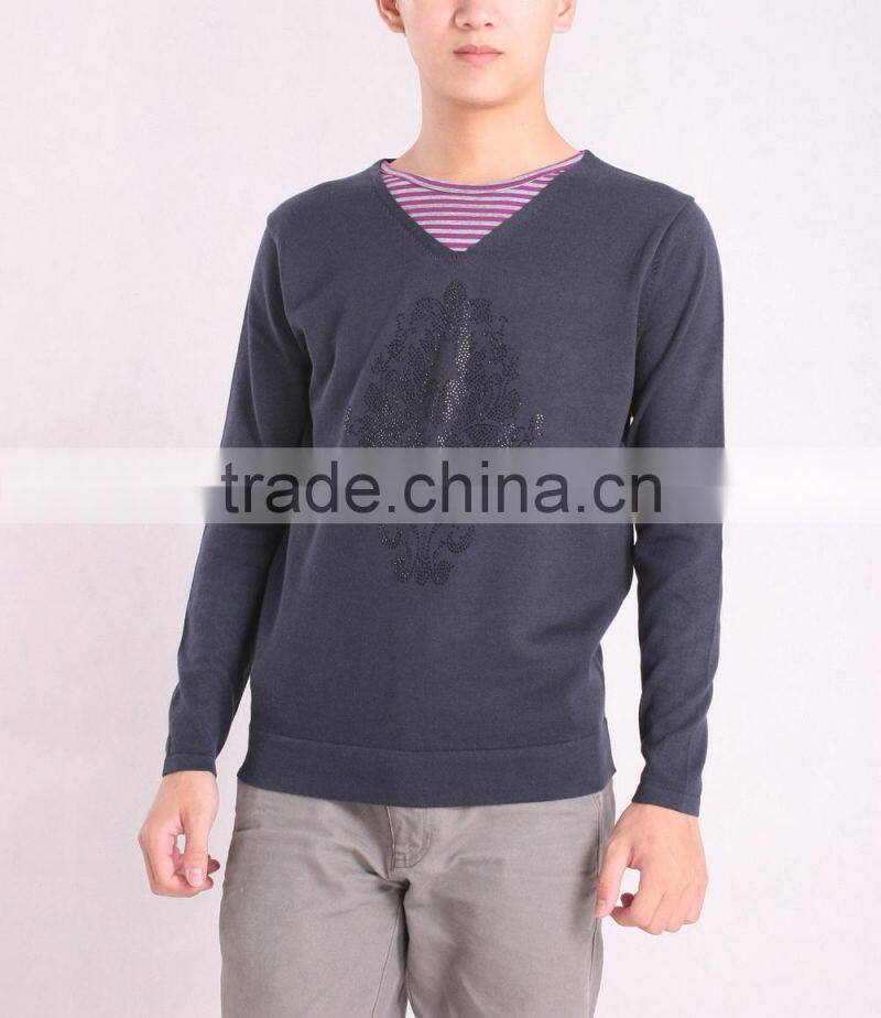 New Fashion Design Rhinestone Crewneck Sweater