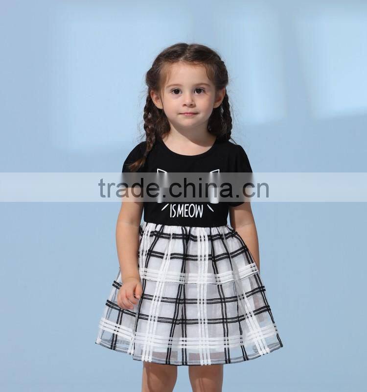 Custom baby girl check mesh woven dress