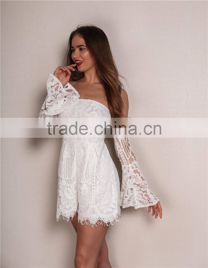 Runwaylover 038 Ladies Sexy Off-Shoulder Lace Playsuits