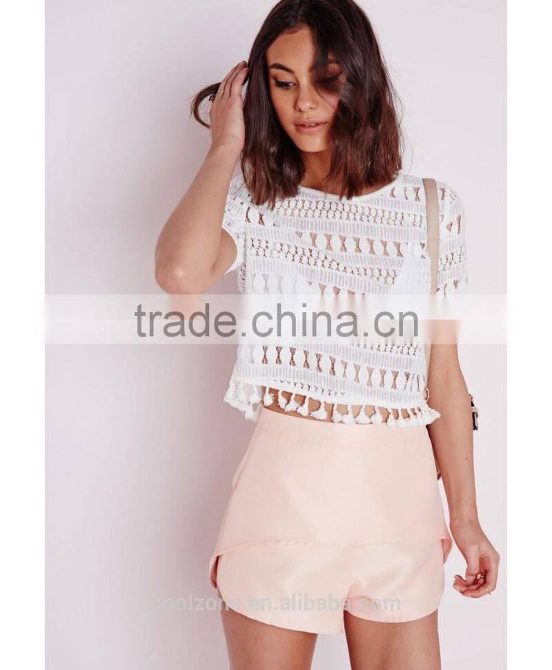 Fashion elegant short sleeve lace blouses for women
