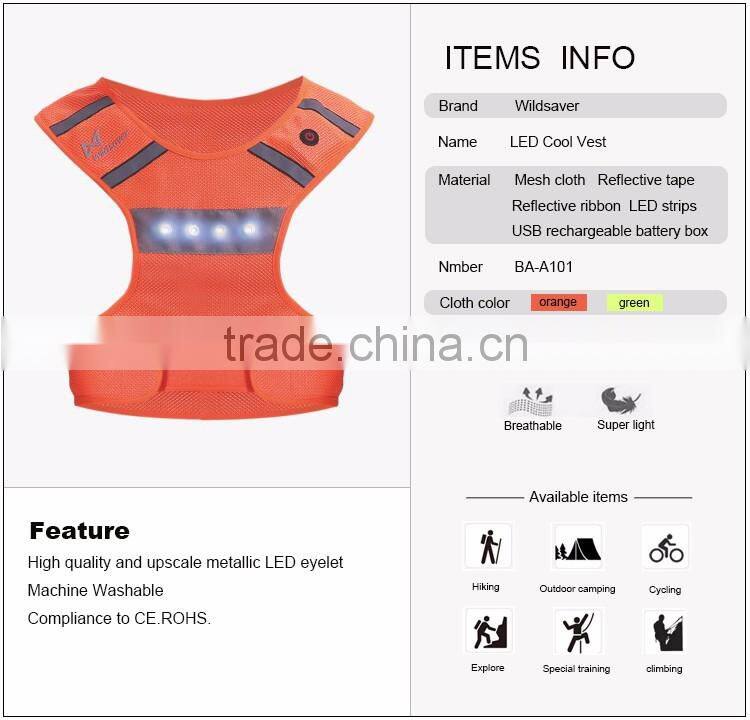outdoor night running LED flashing summer sports clothes