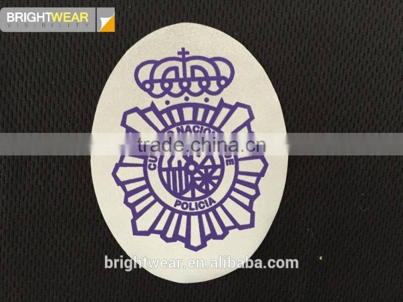 Relfective chest emblem reflective logo be heated on polo shirt for Spain market