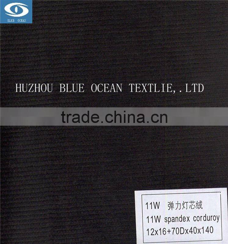 High quality cotton stretch 11 wale corduroy fabric
