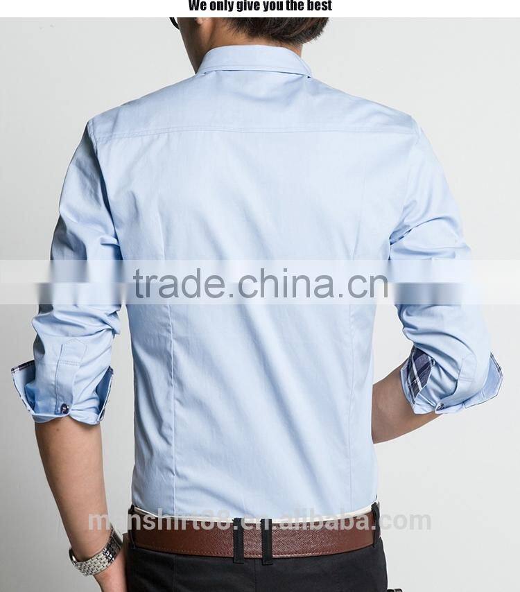 2017 cotton fabric mens slim fit contrast color button down collar casual dress shirt