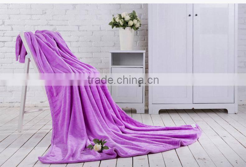 Hot Sale Warm Thick Cozy Soft Wholesale Made in China 100% Polyester Fleece Throw Bedding Set Solid Flannel Blanket